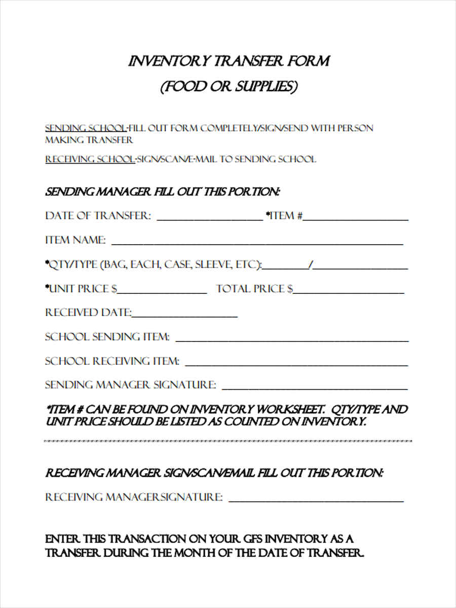 FREE 7+ Inventory Transfer Forms in MS Word PDF Excel
