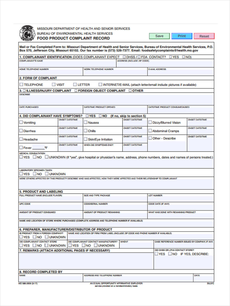 FREE 30+ Different Types of Complaint Forms in PDF MS Word