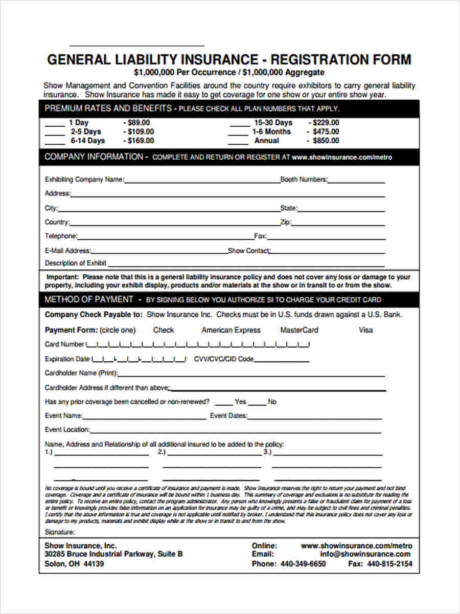FREE 9+ Liability Insurance Forms in PDF MS Word