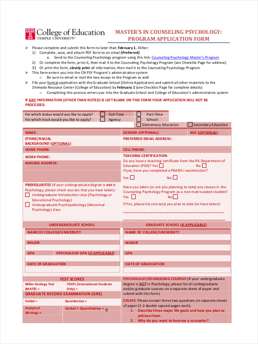FREE 5+ Counseling Application Forms in PDF
