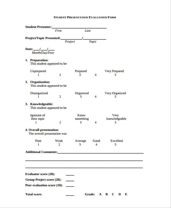 FREE 37+ Presentation Evaluation Forms in PDF Ms Word Excel