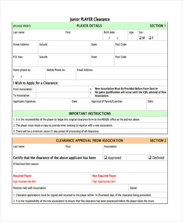 FREE 32+ Clearance Form Examples in PDF MS Word