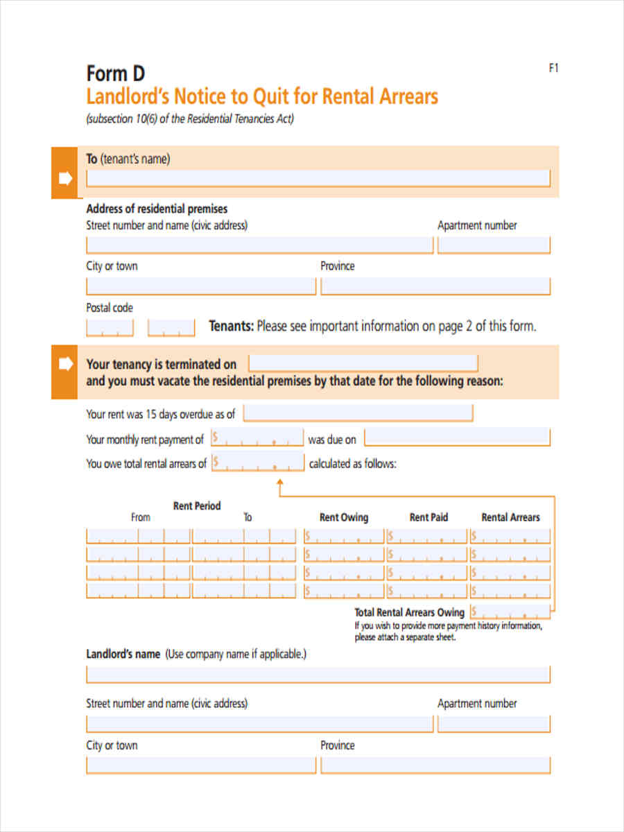 FREE 5+ Notice to Quit Forms in MS Word PDF