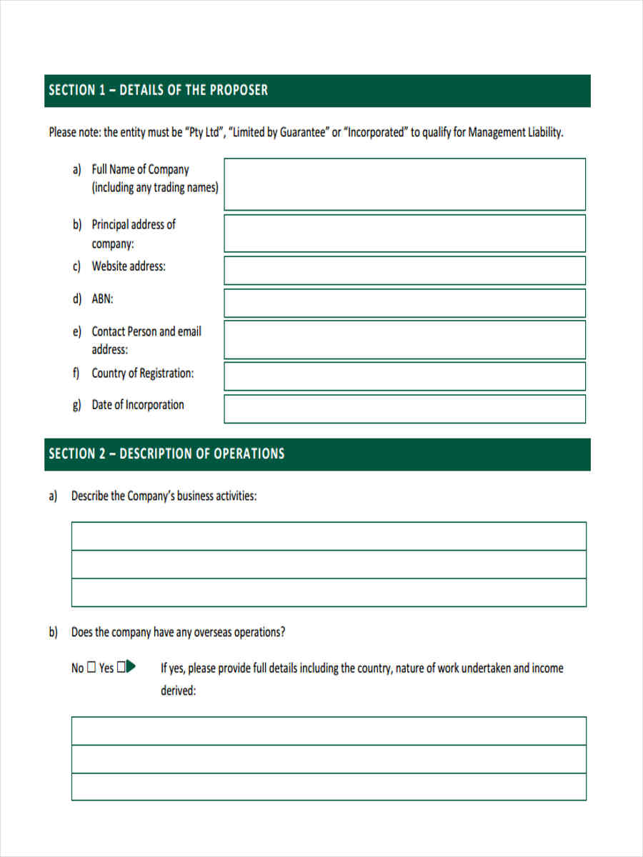 FREE 9+ Liability Insurance Forms in PDF MS Word