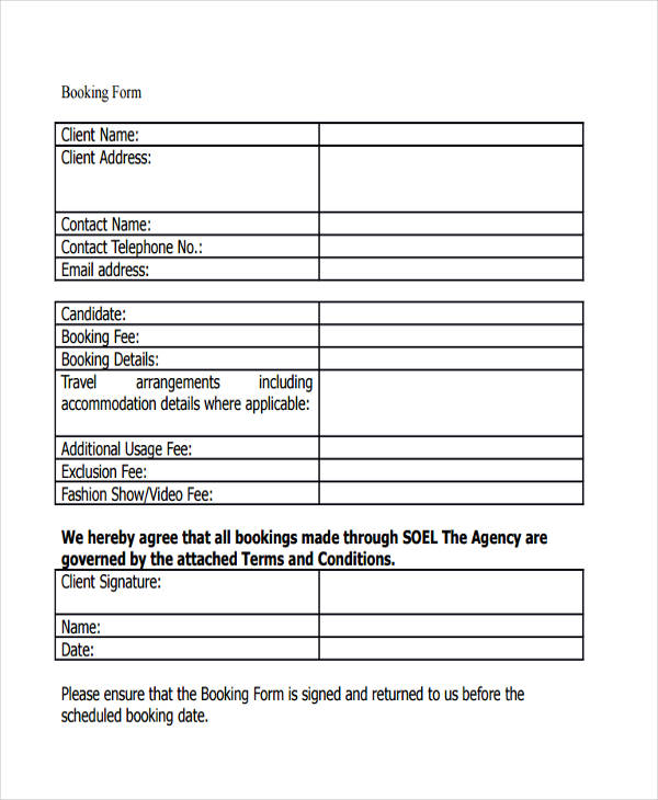 FREE 11+ Booking Confirmation Forms in PDF Ms Word