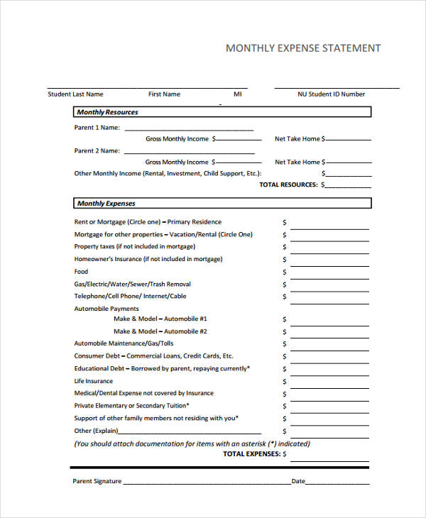 FREE 5+ Expense Statement Forms in MS Word PDF