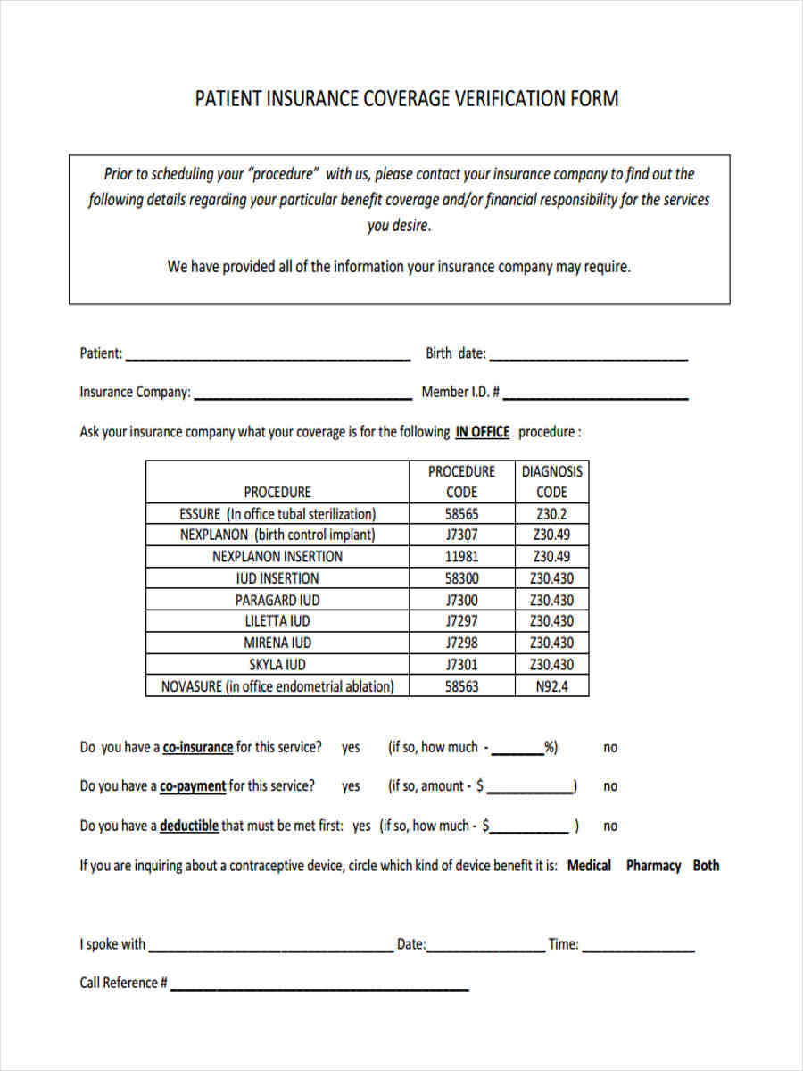 FREE 6+ Dental Insurance Verification Forms in PDF