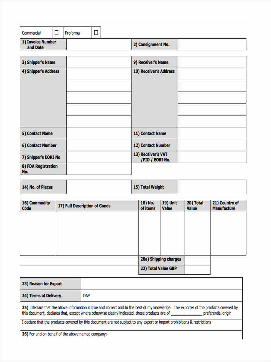 FREE 6+ Commercial Invoice Forms in PDF Ms Word Excel