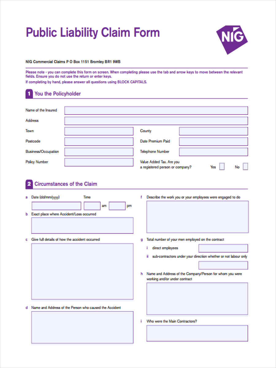 FREE 5+ Liability Claim Forms in MS Word PDF