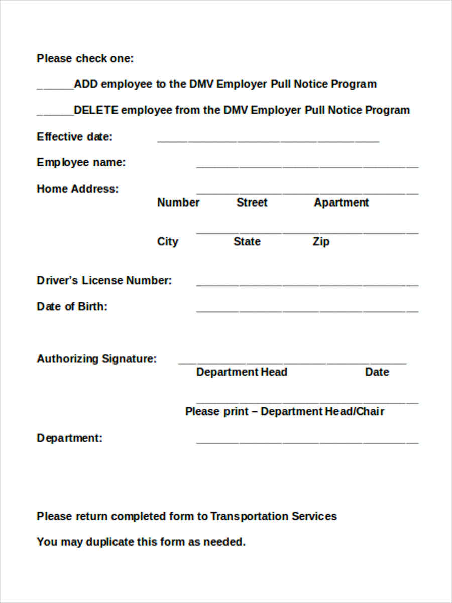 FREE 5+ Sample Pull Notice Forms in MS Word PDF