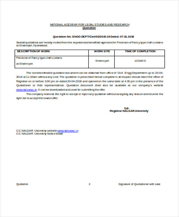 7+ Contractor Quotation Samples & Templates in PDF, Word
