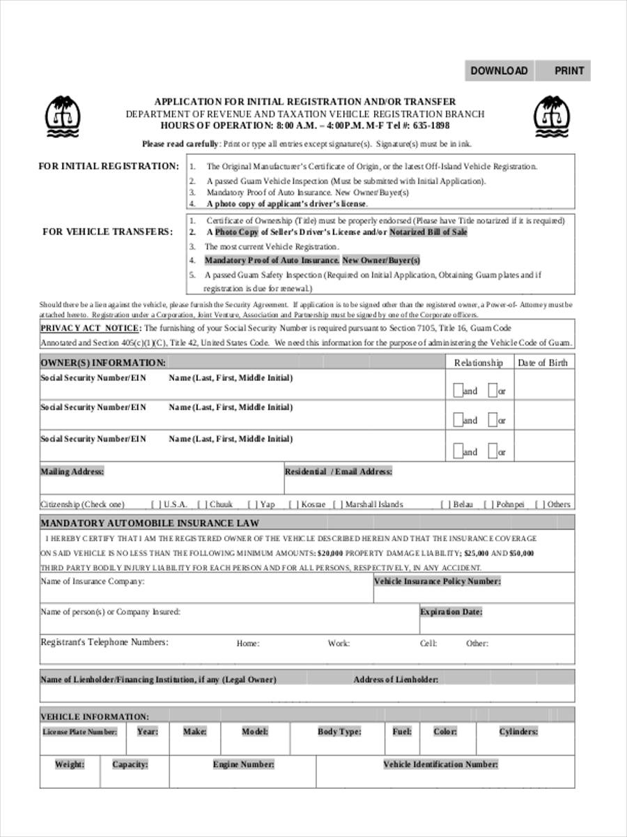 FREE 8+ Registration Transfer Forms in PDF