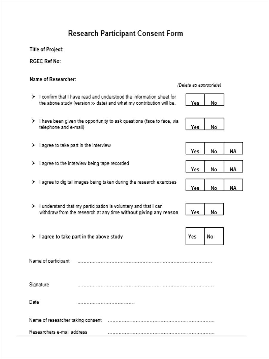 FREE 6+ Research Consent Forms in PDF MS Word