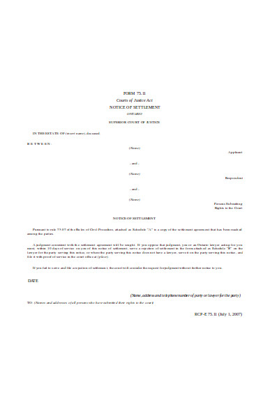 These letter templates help you communicate clearly and effectively about your privacy rights in different situations. Free 7 Sample Notice Of Settlement Forms In Pdf Ms Word
