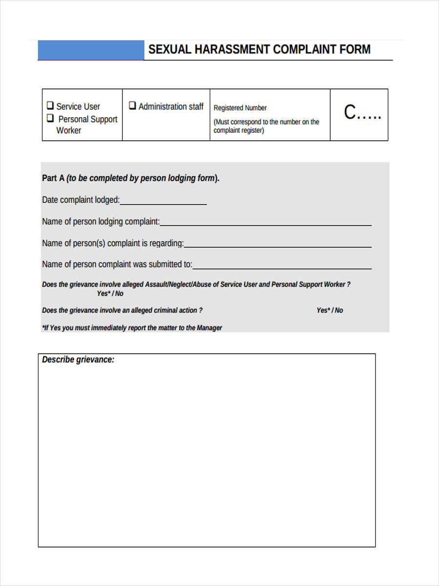 FREE 9+ Harassment Complaint Forms in PDF Ms Word