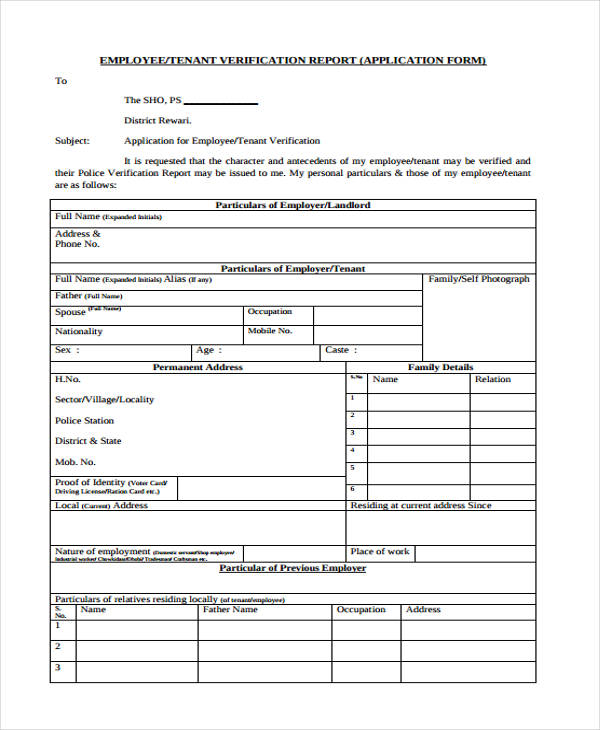 FREE 9+ Tenant Verification Sample Forms in PDF