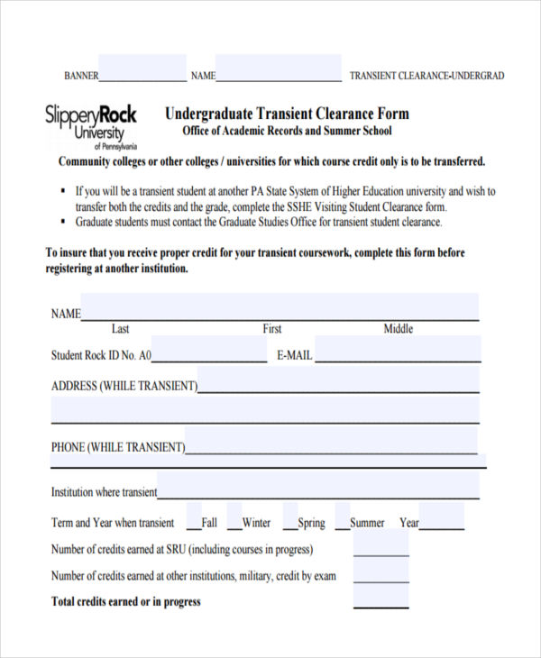 FREE 32+ Clearance Form Examples in PDF MS Word