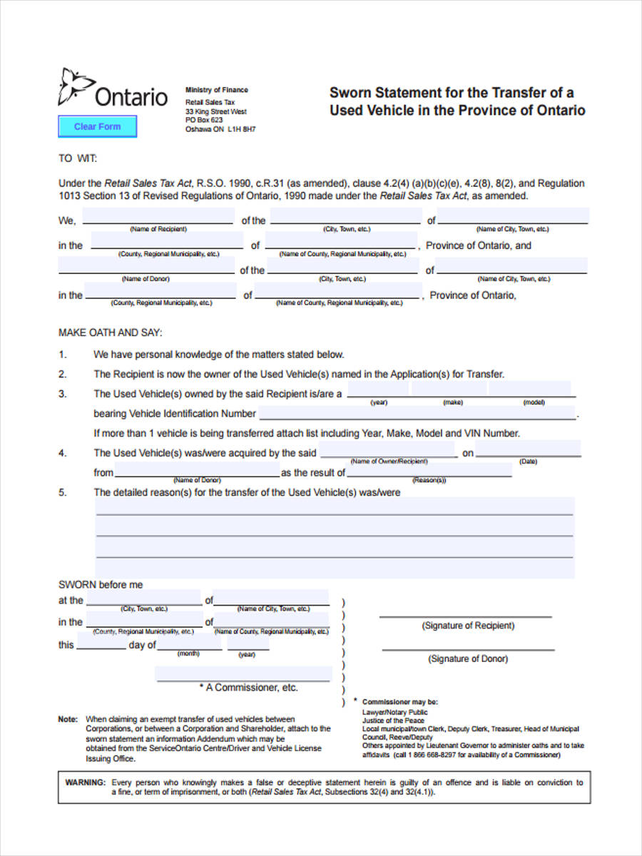 FREE 9+ Vehicle Transfer Form Samples, PDF, MS Word, Google Docs, Excel