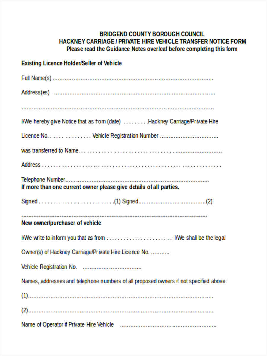 FREE 6+ Notice of Transfer Forms in MS Word PDF Excel