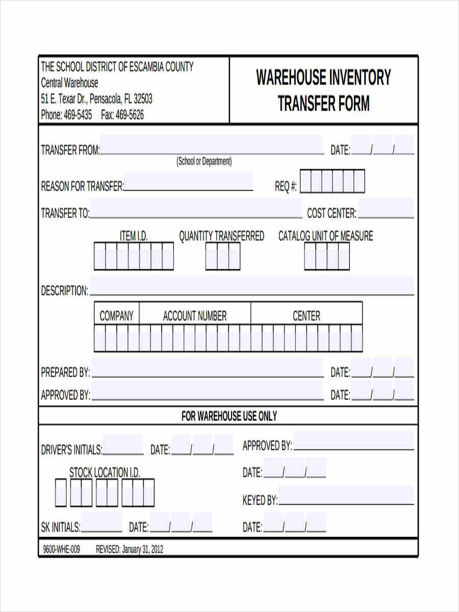 FREE 6+ Inventory Transfer Forms in PDF MS Word Excel