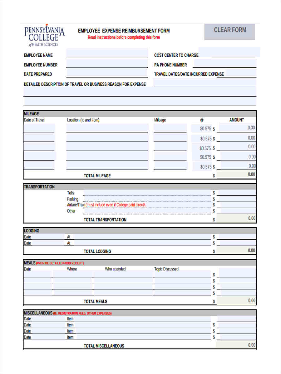 FREE 23+ Expense Reimbursement Form Samples, PDF, MS Word, Google Docs