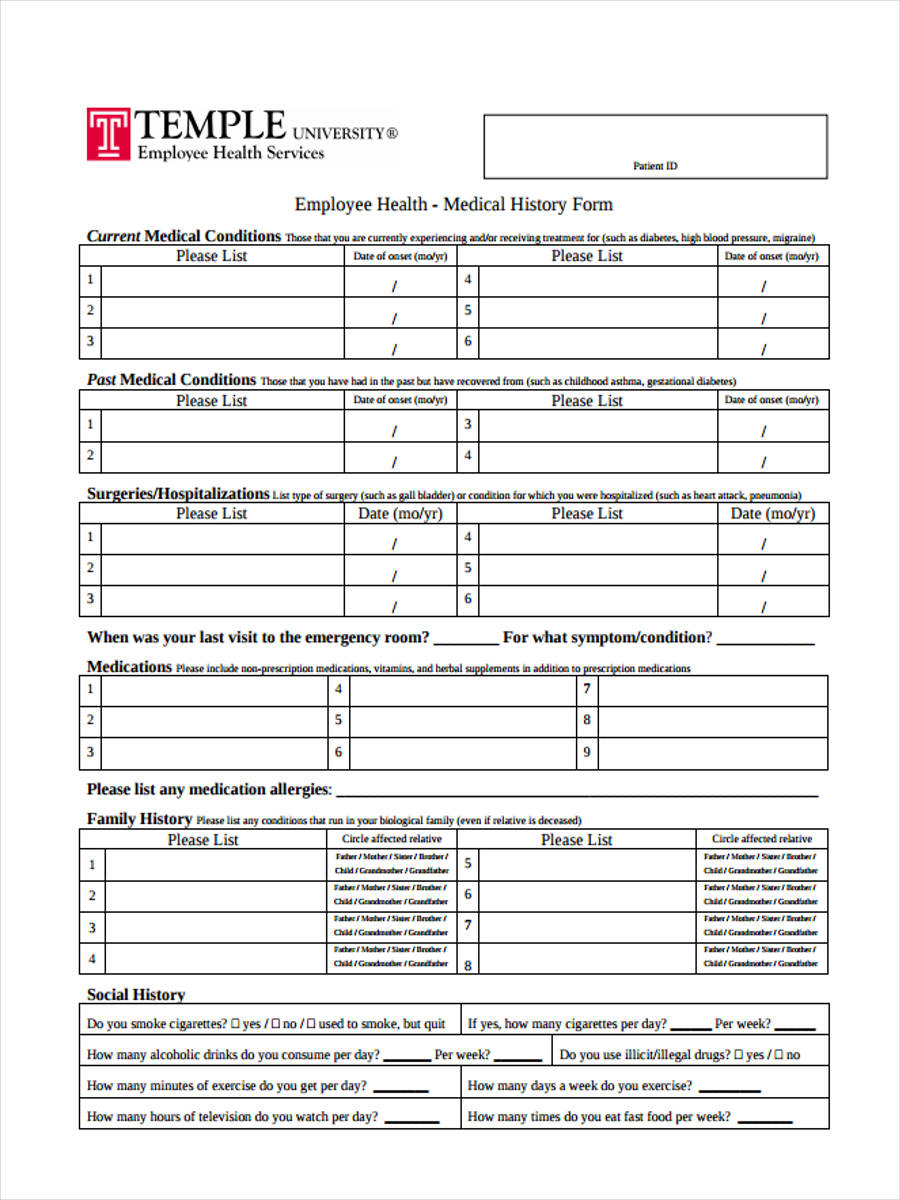 FREE 9+ Employee Health Forms in PDF Ms Word