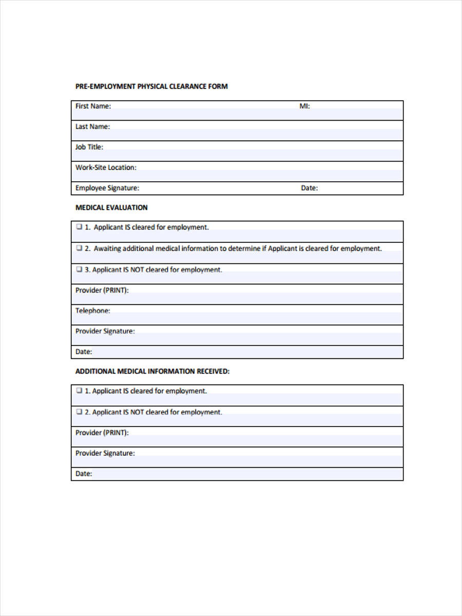 FREE 5+ Employment Physical Forms in PDF