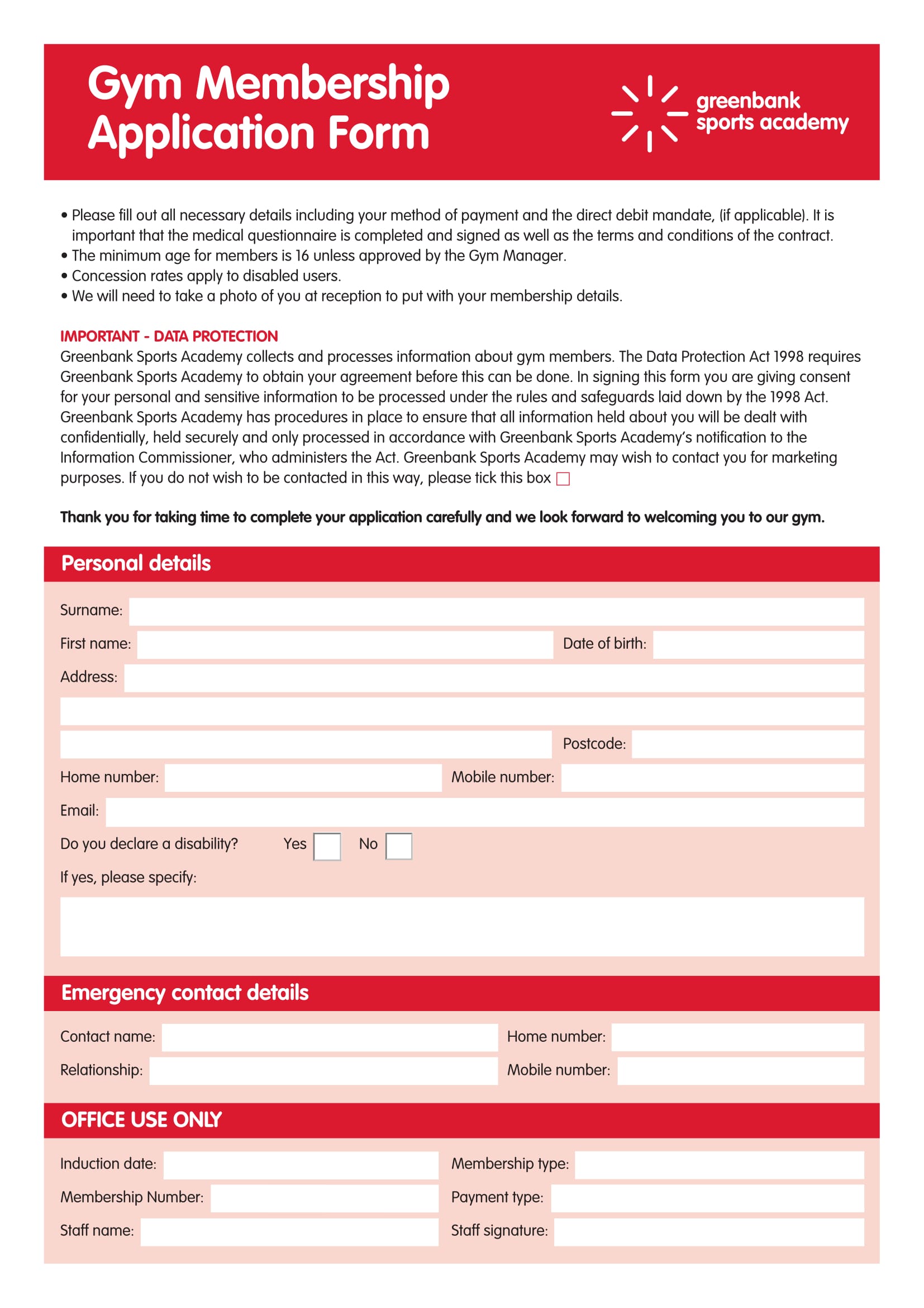 Church Membership Application Template