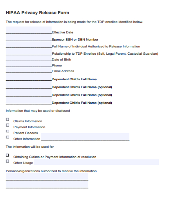 FREE 22+ Print Release Form Samples in PDF MS Word