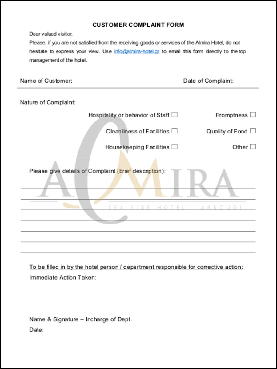 FREE 5+ Guest Complaint Forms in PDF Ms Word