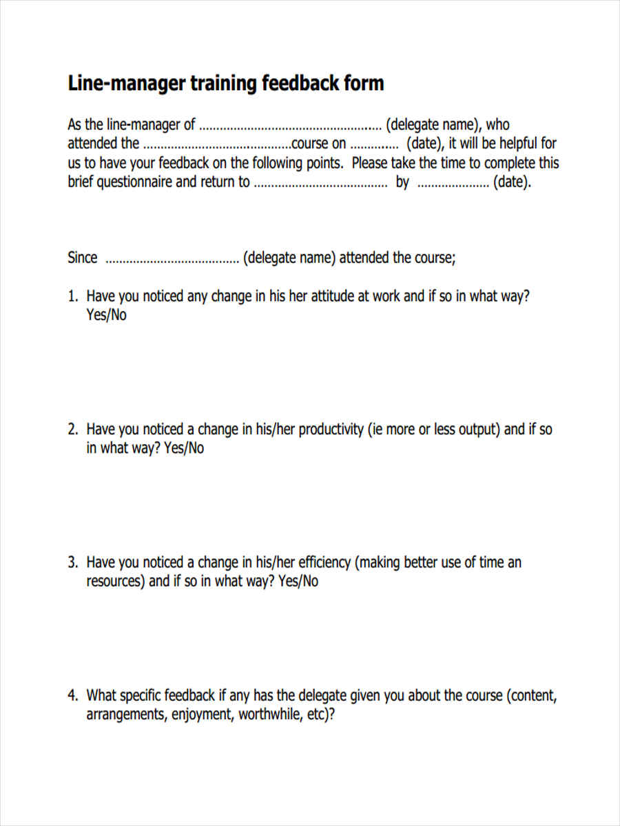 FREE 16+ Sample Training Feedback Forms in PDF Ms Word Excel