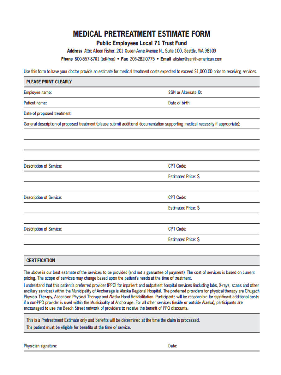 FREE 39+ Estimate Forms in PDF Ms Word