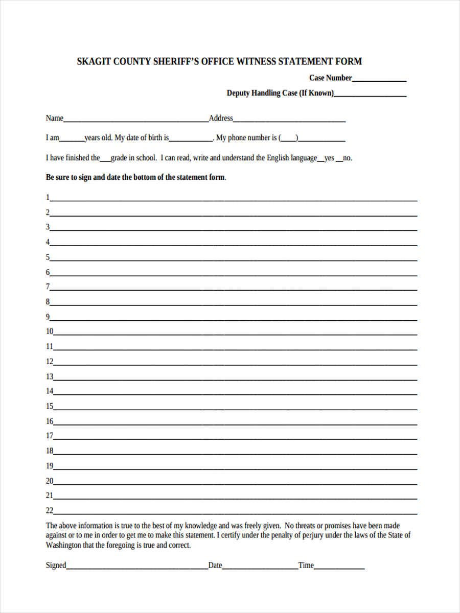 11+ Witness Statement Forms Free PDF, DOC Format Download Free