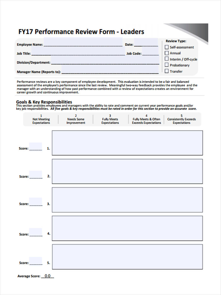 FREE 27+ Performance Review Forms in PDF