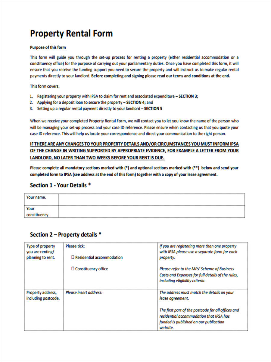 FREE 6+ Rental Deposit Forms in PDF