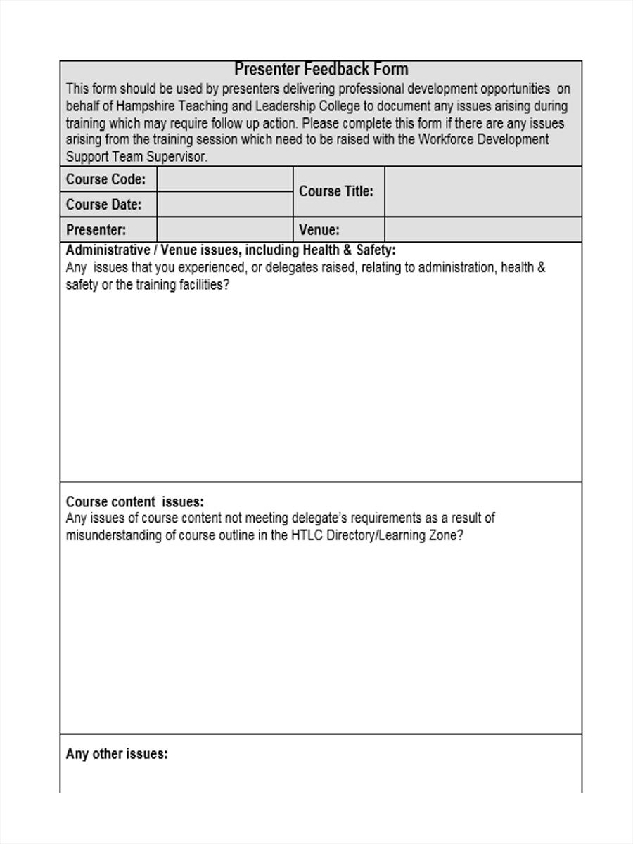 FREE 17+ Training Feedback Forms in PDF