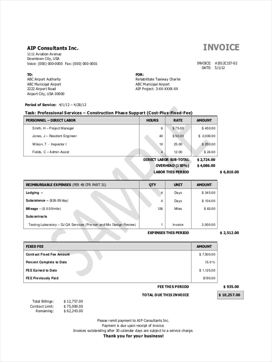 Construction Invoice Construction Invoice