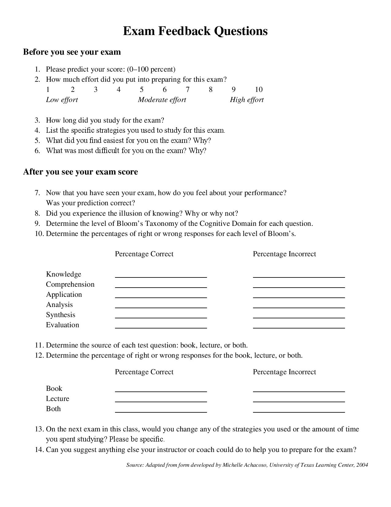 FREE 11+ Exam and Test Feedback Forms in PDF Ms Word
