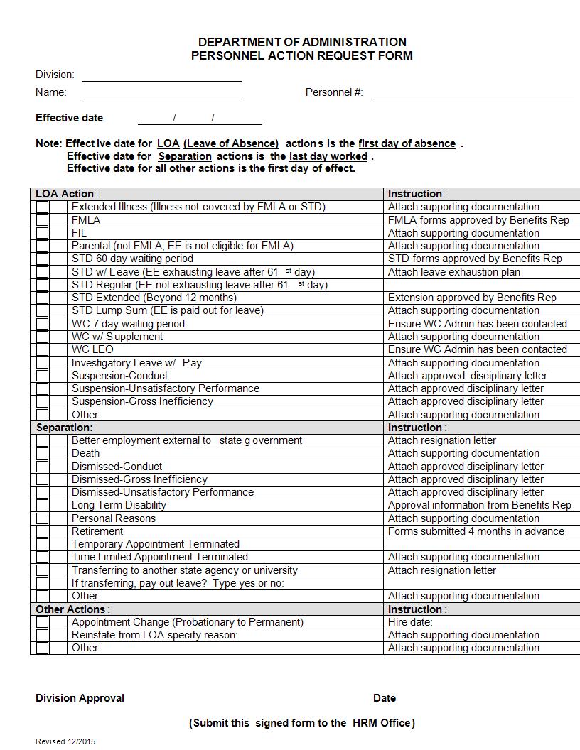 FREE 28+ Personnel Action Forms in MS Word PDF Excel