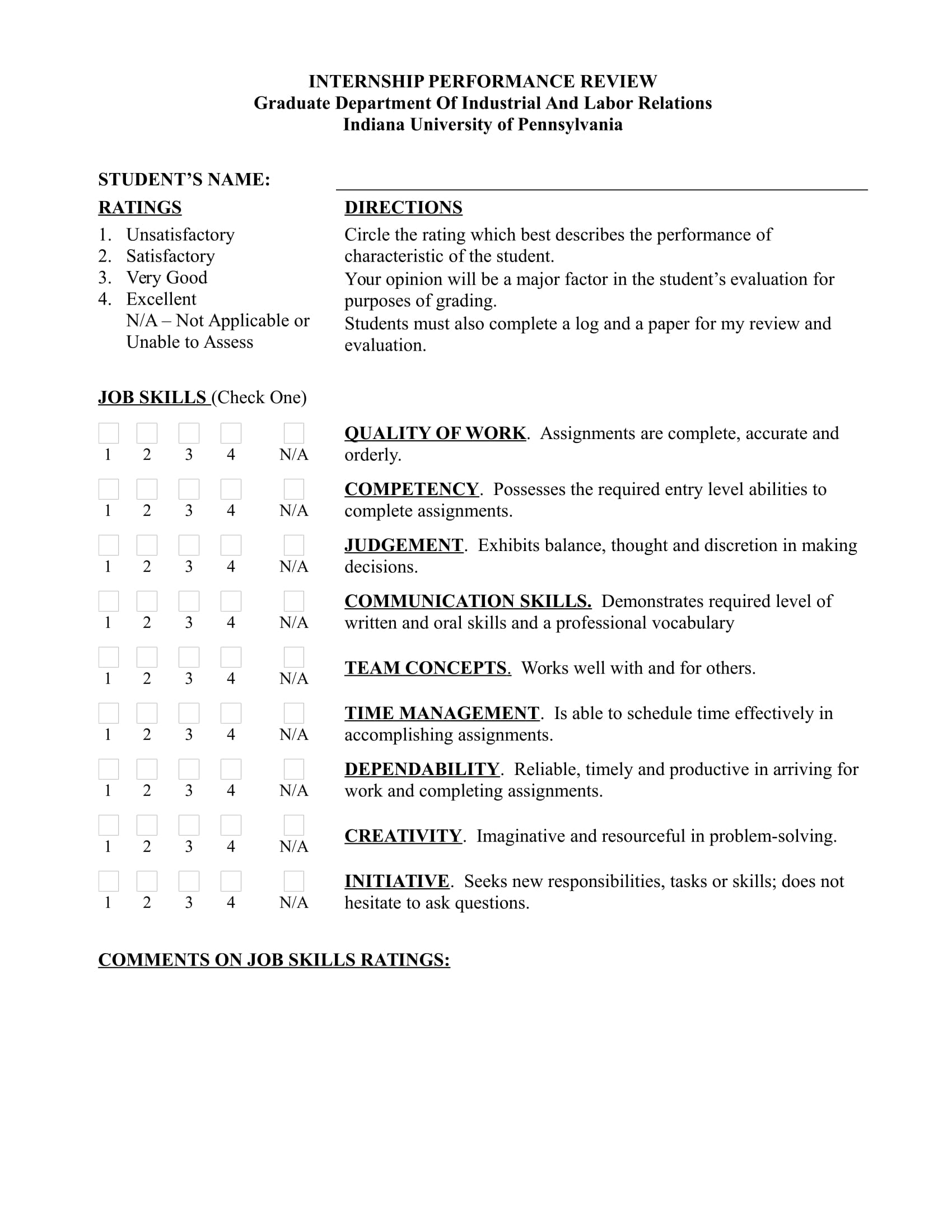 FREE 13+ Internship Review Forms in PDF MS Word