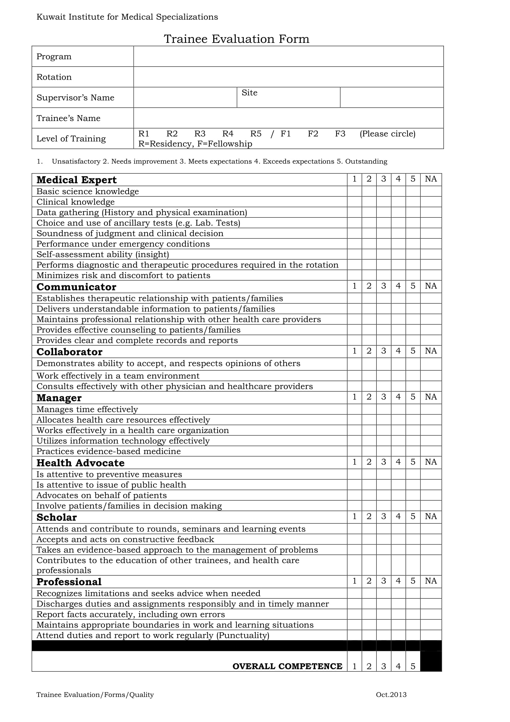FREE 14+ Trainee Evaluation Forms in MS Word PDF