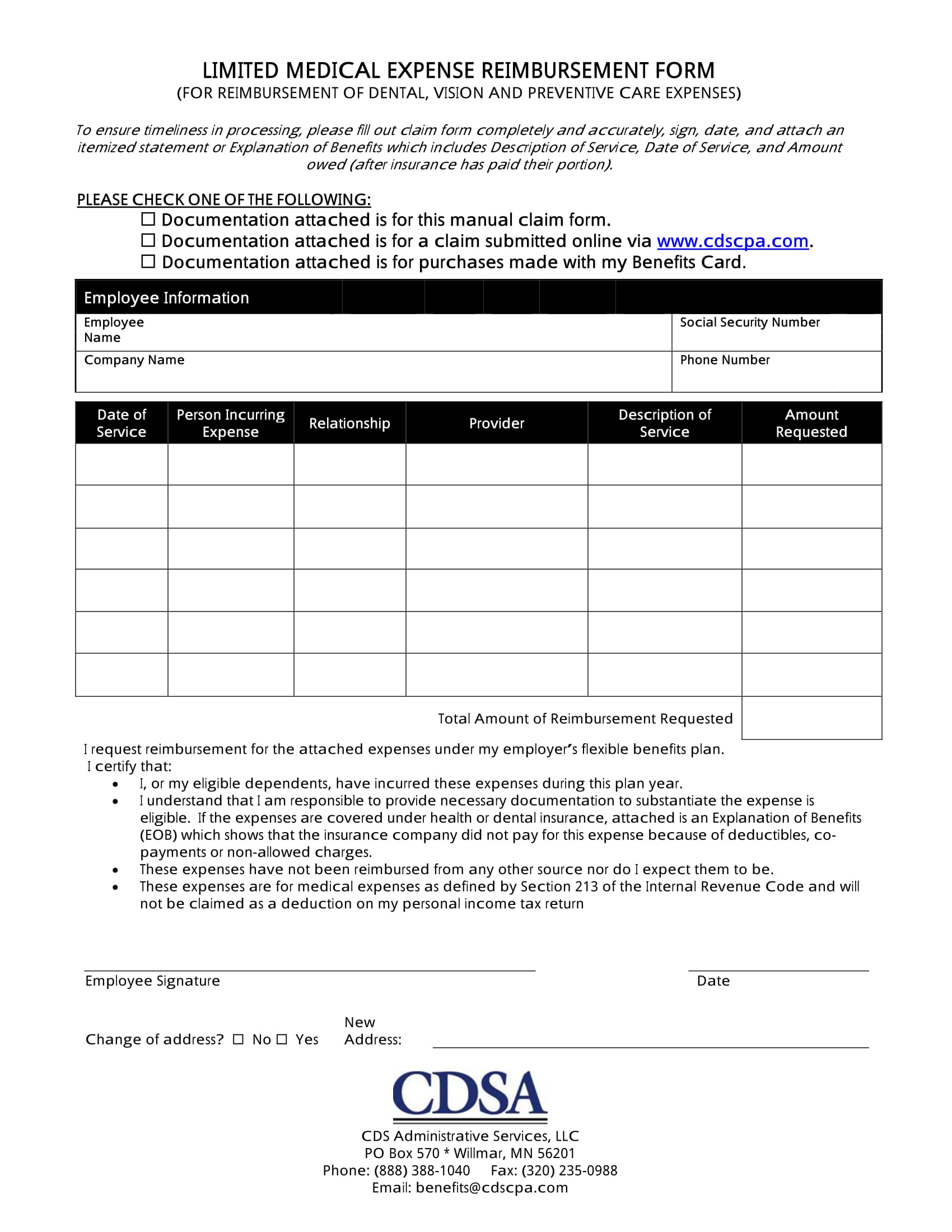 FREE 14+ Employee Medical Reimbursement Forms in PDF