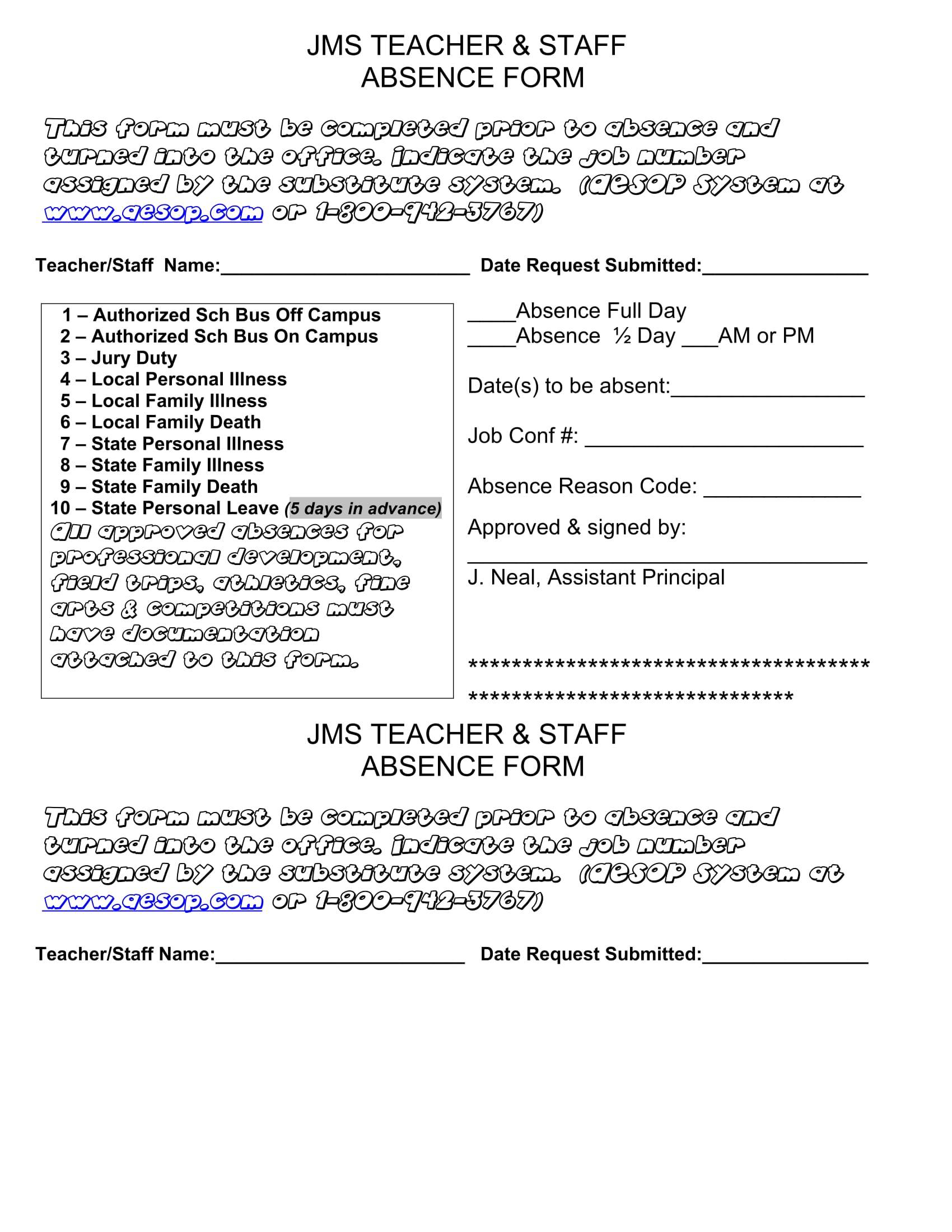 FREE 14+ Staff Absence Forms in MS Word Excel PDF