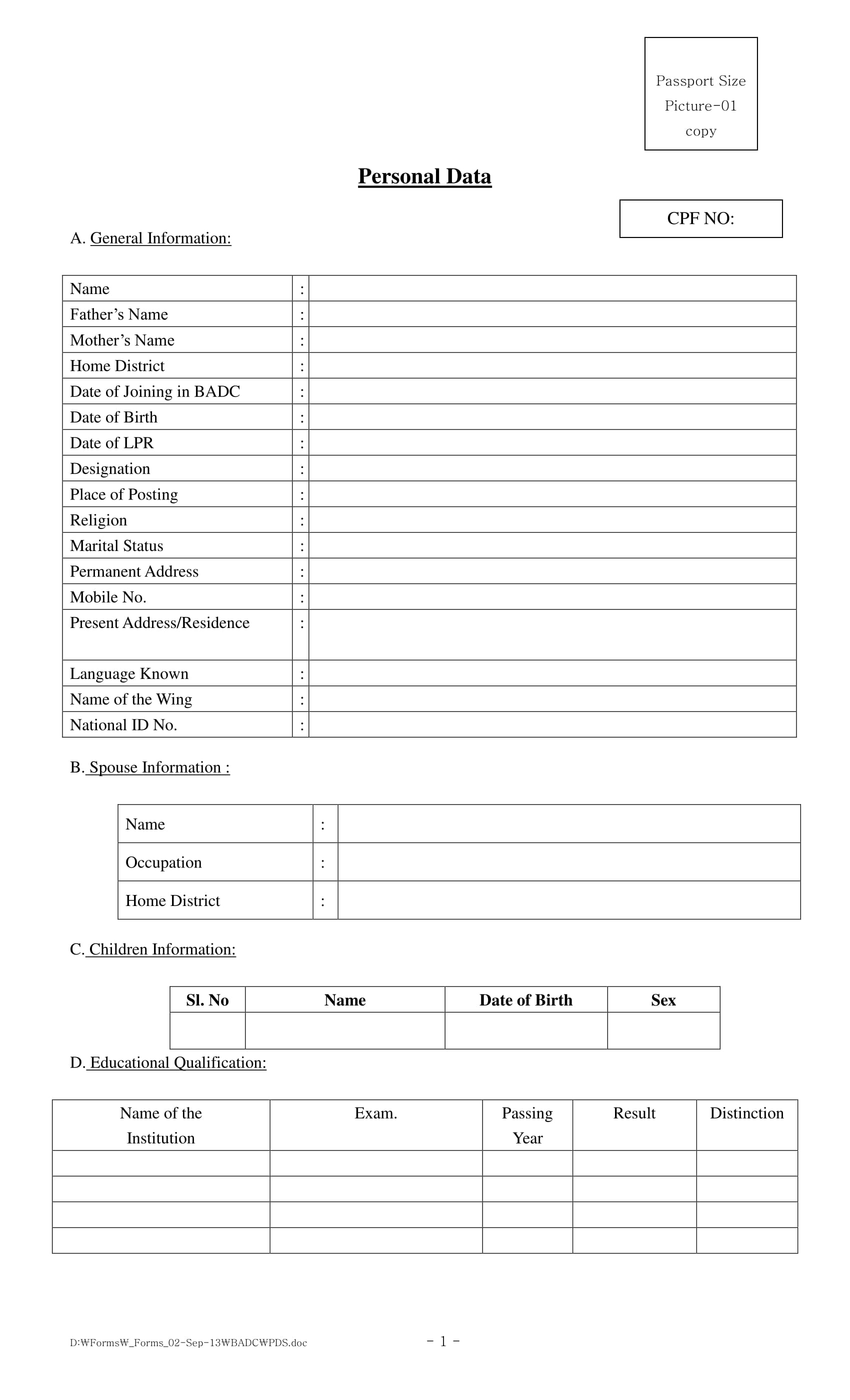 Data Capture Form Template