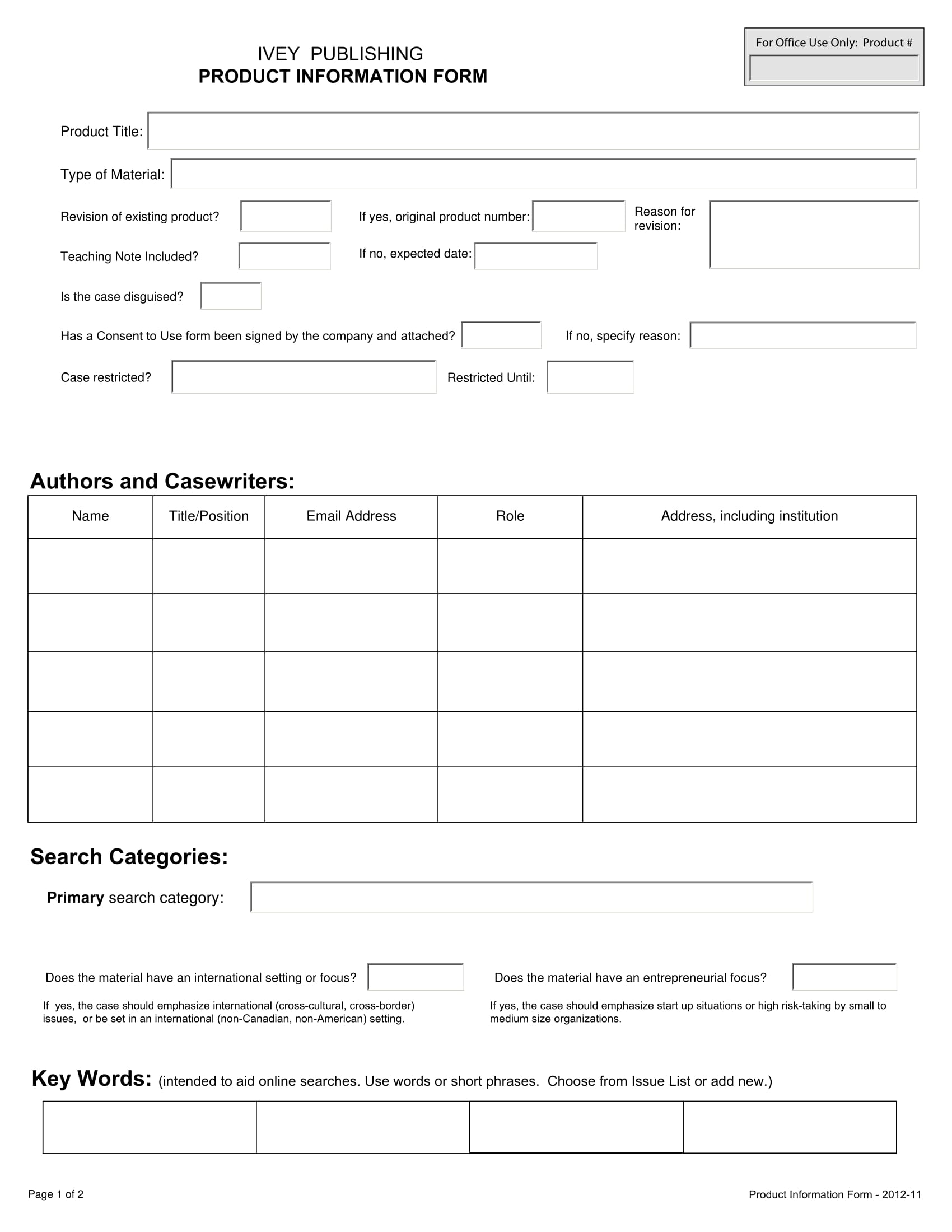 Customer Information Form Template Excel