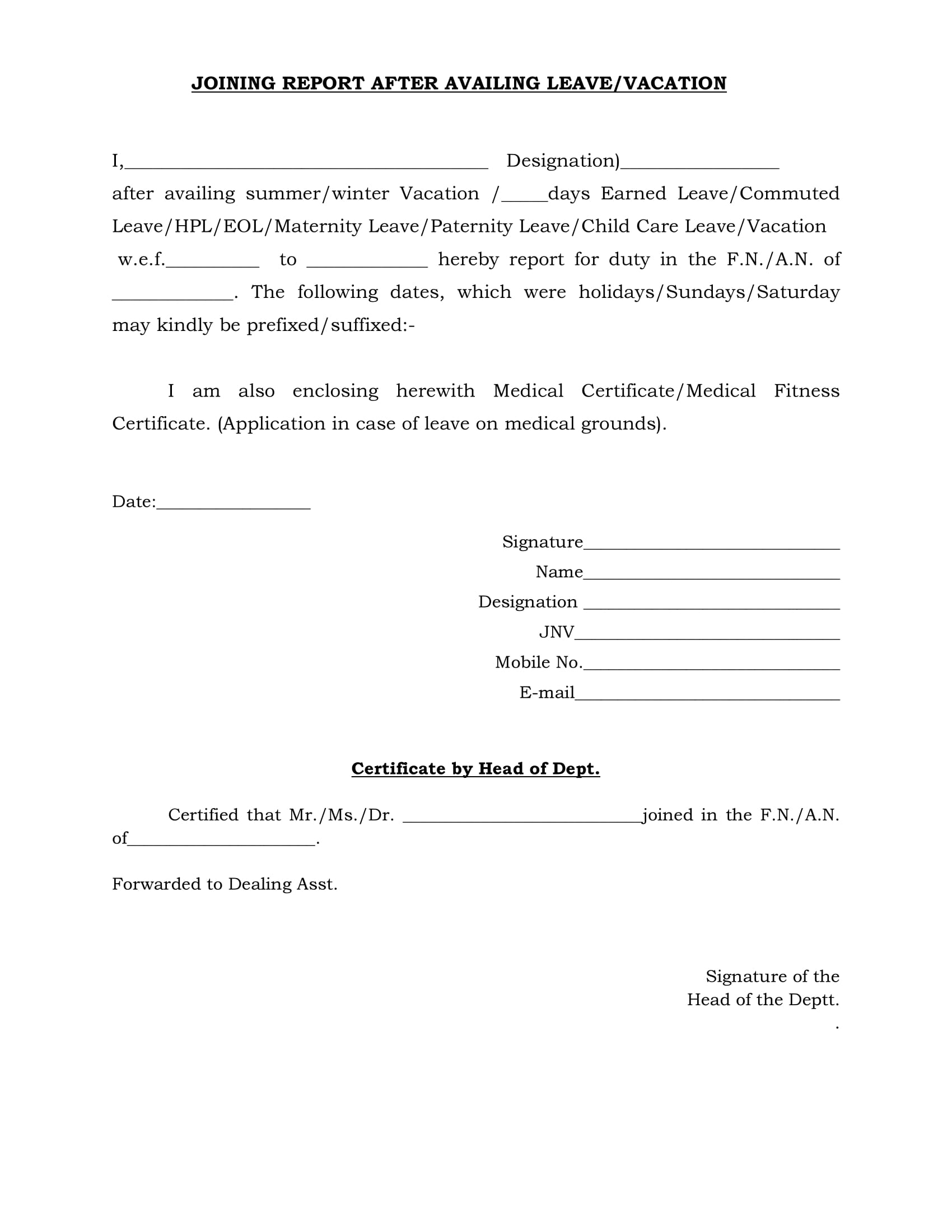 FREE 14+ Joining Report Form Samples, PDF, MS Word, Google Docs