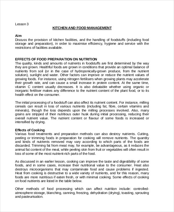 FREE 8+ Kitchen Management Forms in PDF MS Word