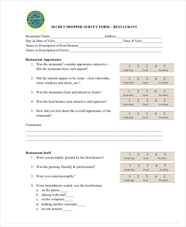 FREE 10+ Restaurant Survey Form Samples, PDF, MS Word, Google Docs