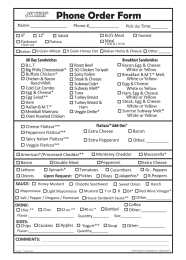 Sandwich Order Form Template Sandwich Order Form Template