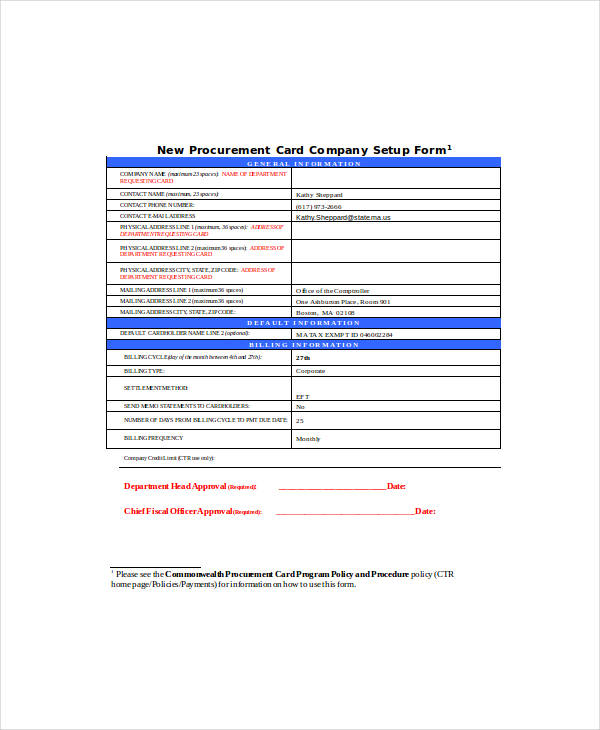 FREE 11+ Procurement Card Forms in PDF MS Word Excel